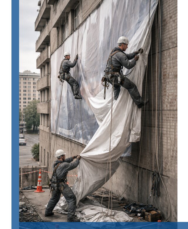Демонтаж баннеров с фасада в Павловском Посаде оперативно и безопасно