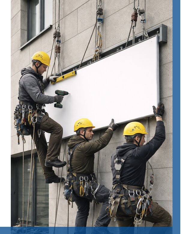 Монтаж рекламной вывески в Павловском Посаде от 8130 р. | ВЫСОТНИК-Пвл