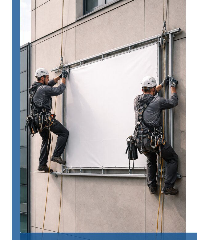 Монтаж наружной рекламной вывески в Павловском Посаде под ключ