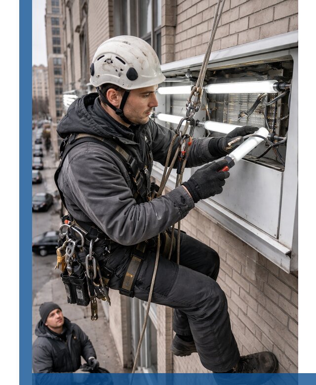 Профессиональная замена ламп в наружной вывеске в Павловском Посаде
