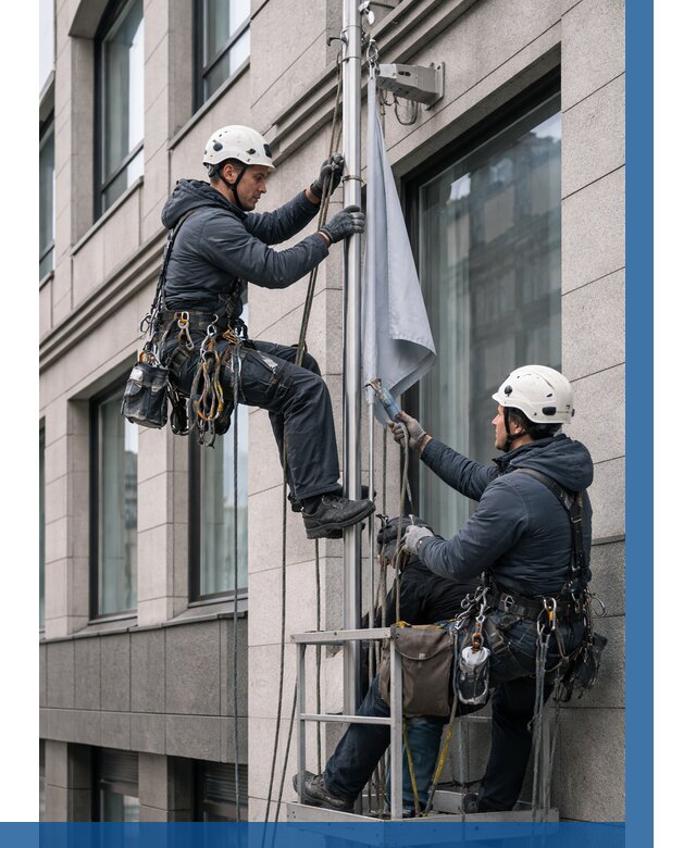 Установка флагов на фасаде в Павловском Посаде от 4573 р. | ВЫСОТНИК-Пвл