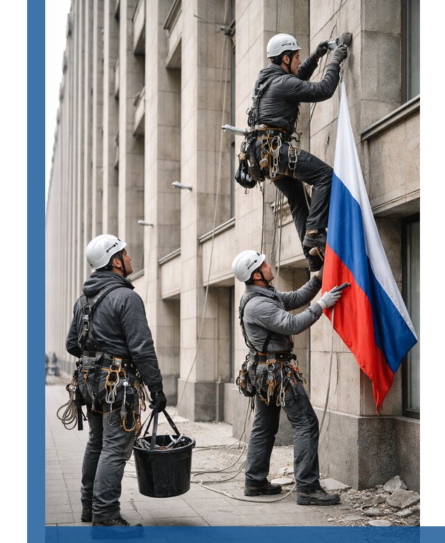 Профессиональная установка флагов на фасаде в Павловском Посаде