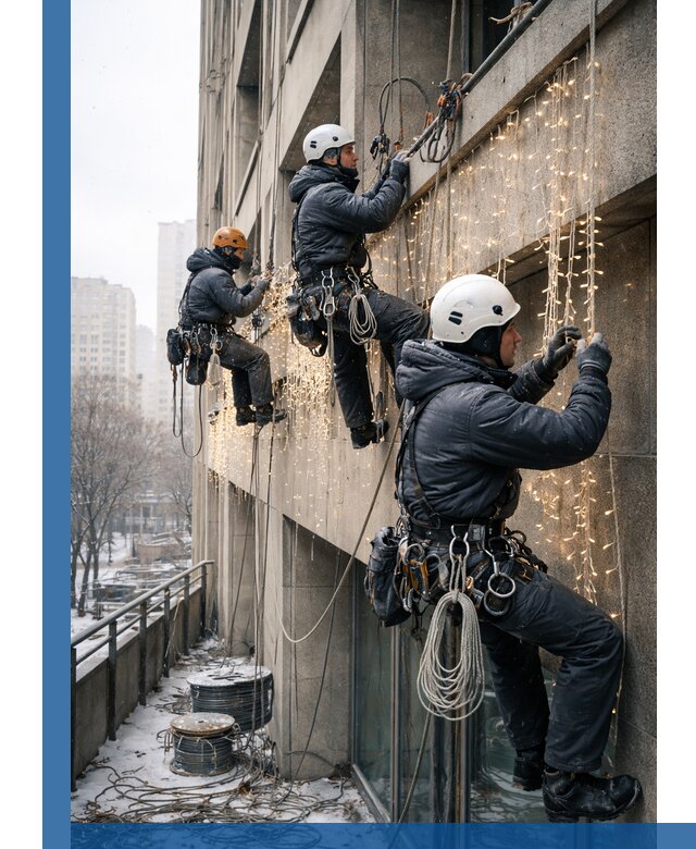 Монтаж новогодней иллюминации и украшение фасадов в Павловском Посаде