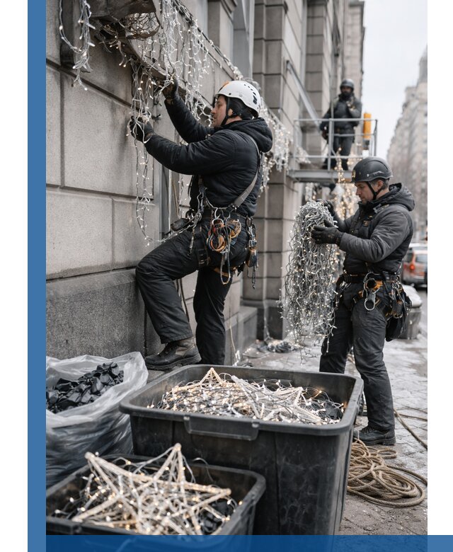 Демонтаж новогоднего оформления и гирлянд в Павловском Посаде