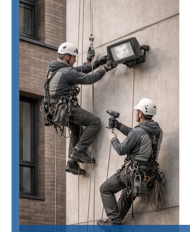 Профессиональный монтаж фасадных прожекторов в Павловском Посаде под ключ