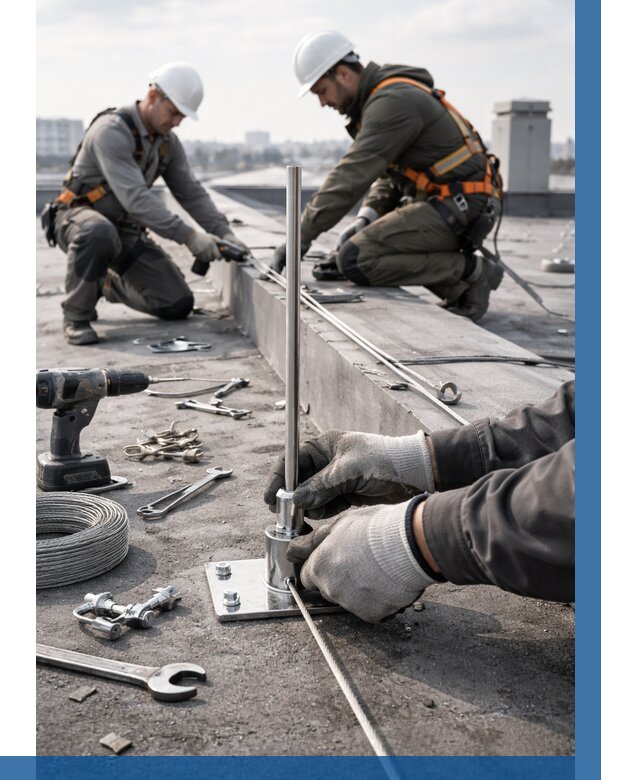 Монтаж молниезащиты на кровле в Павловском Посаде цена от 25405 р. | ВЫСОТНИК-Пвл