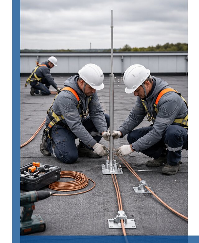 Монтаж молниезащиты на кровле в Павловском Посаде под ключ с гарантией