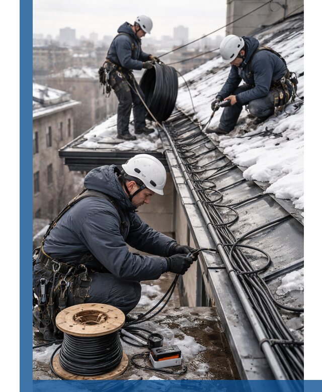 Монтаж греющего кабеля на кровле в Павловском Посаде под ключ