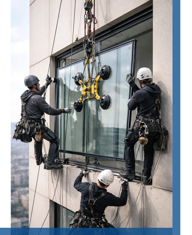 Монтаж стеклопакетов на высоте в Павловском Посаде от 3252 р. | ВЫСОТНИК-Пвл