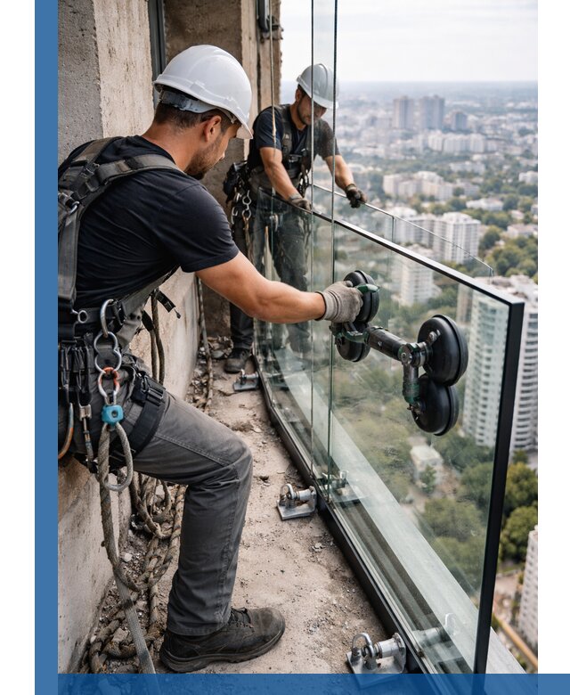 Монтаж стеклянных ограждений под ключ с гарантией в Павловском Посаде