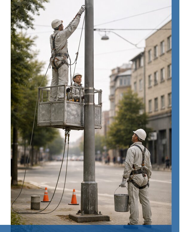 Покраска опор освещения в Павловском Посаде от 5081 р. | ВЫСОТНИК-Пвл
