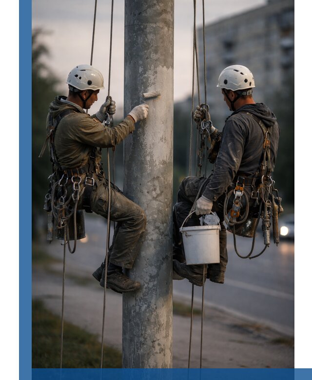 Покраска опор освещения и антикоррозийная защита в Павловском Посаде