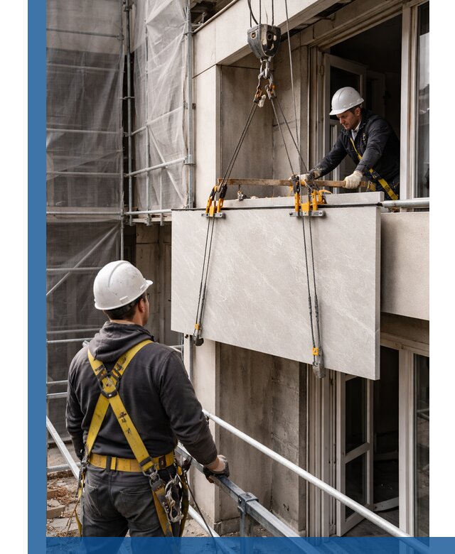 Подъем керамогранита на этаж в Павловском Посаде грузчиками и техникой