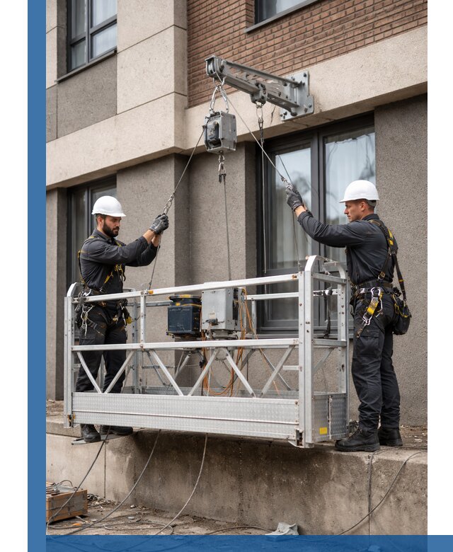 Монтаж и подъем фасадной люльки в Павловском Посаде с гарантией безопасности