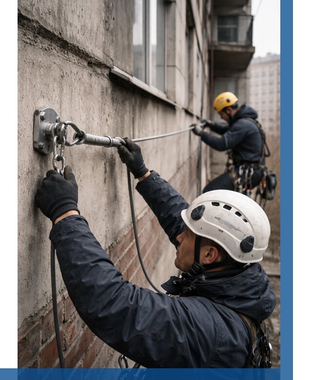 Монтаж анкерных линий в Павловском Посаде от 3049 р. | ВЫСОТНИК-Пвл