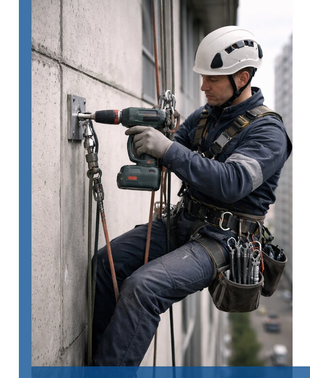 Установка анкерных точек для высотных работ в Павловском Посаде