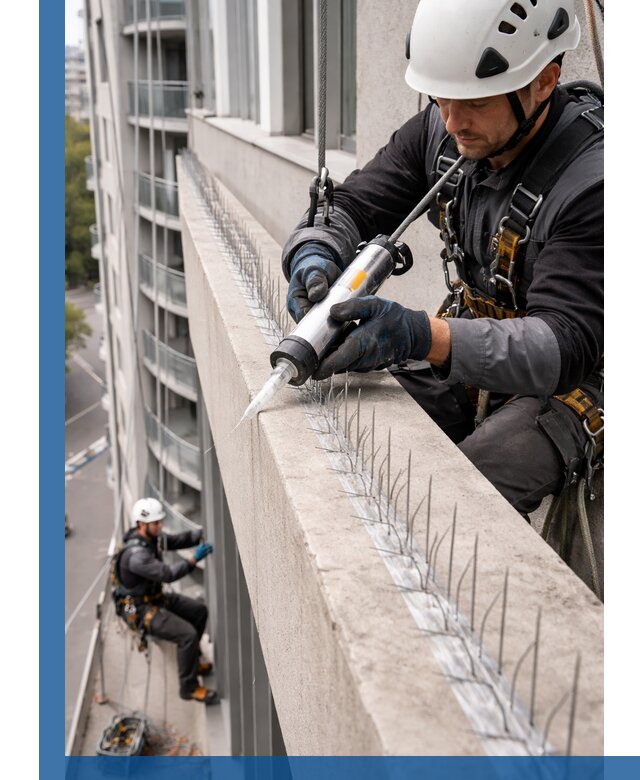 Установка шипов от птиц на фасадах и кровлях в Павловском Посаде